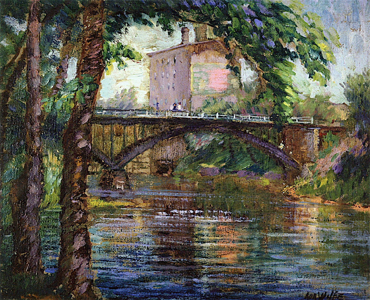 Bridge at Anoka, vintage artwork by Ada Augusta Wolfe, 12x8" (A4) Poster