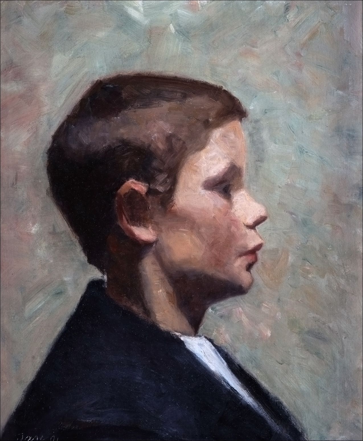 Young Boy in Profile, vintage artwork by Marie Triepcke Kroyer, 12x8" (A4) Poster