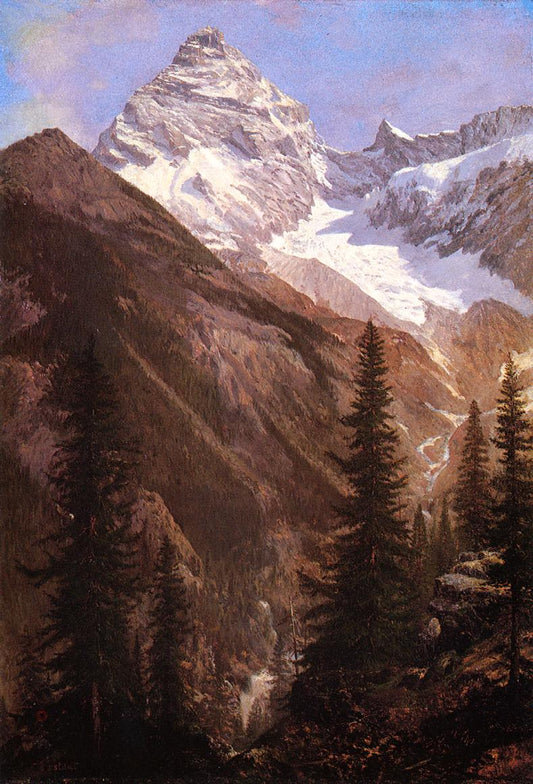 Canadian Rockies, Asulkan Glacier, vintage artwork by Albert Bierstadt, 12x8" (A4) Poster