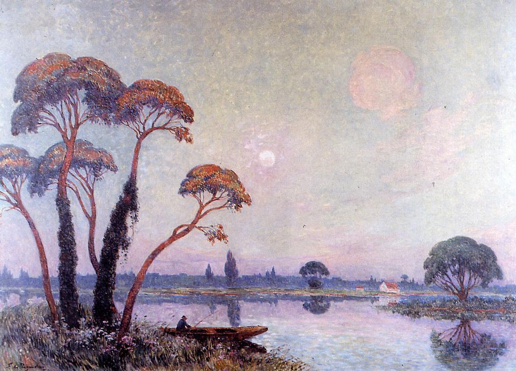 Fishermen by  the Banks of the Loire, vintage artwork by Ferdinand du Puigaudeau, 12x8" (A4) Poster