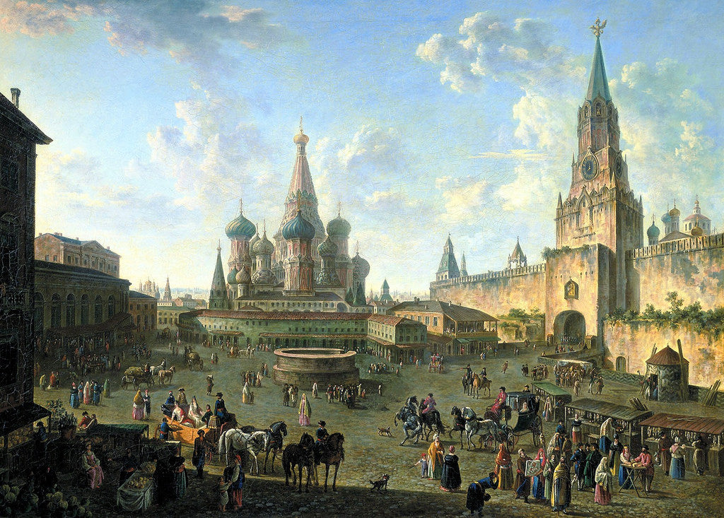 The Red Square in Moscow, vintage artwork by Fedor Yakovlevich Alekseev, 12x8" (A4) Poster