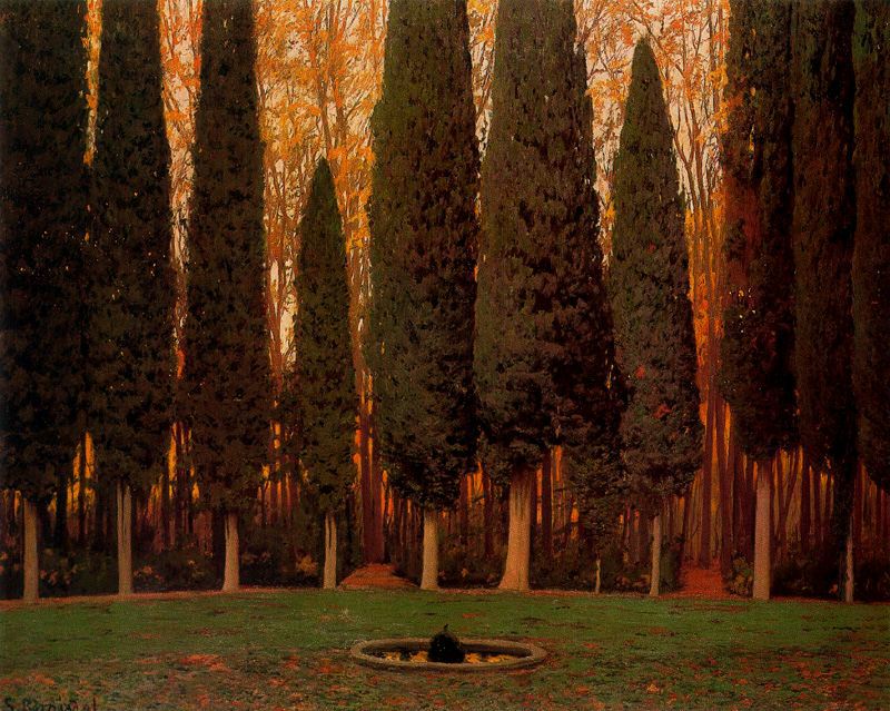 Jardin con cipreses by Santiago Rusinol Prats,A3(16x12")Poster
