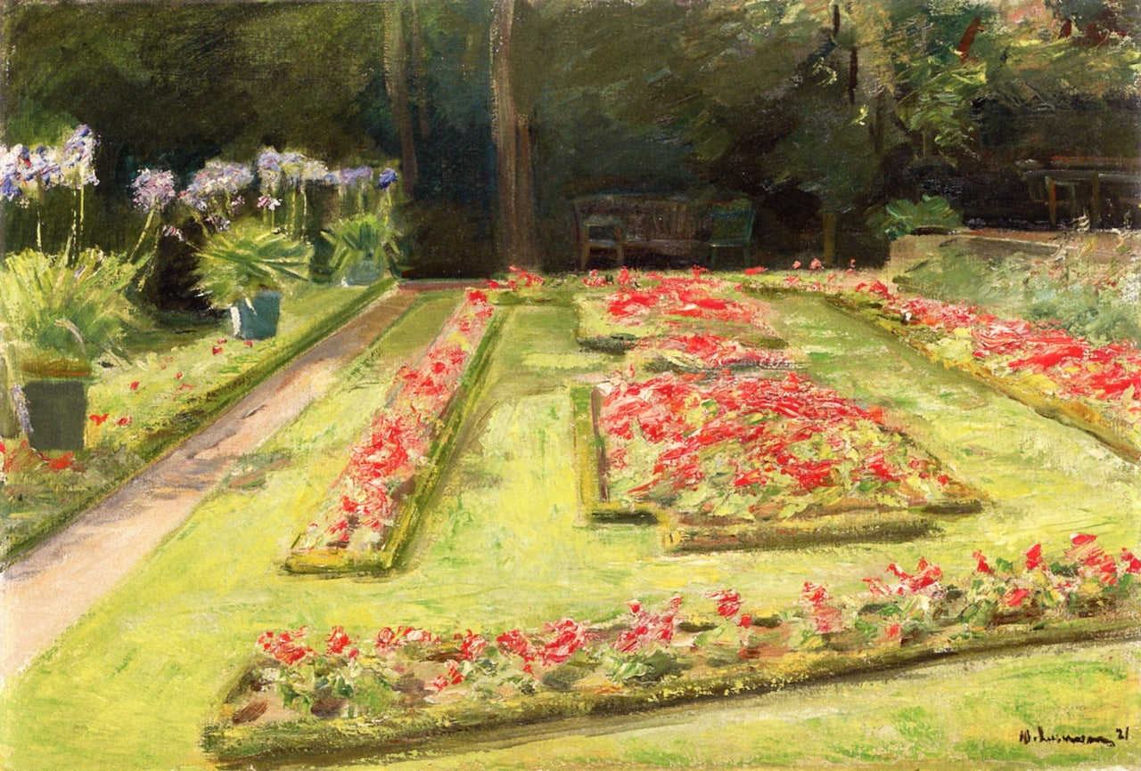 The Flower Terrace in Wannsee Garden to the South, vintage artwork by Max Liebermann, 12x8" (A4) Poster