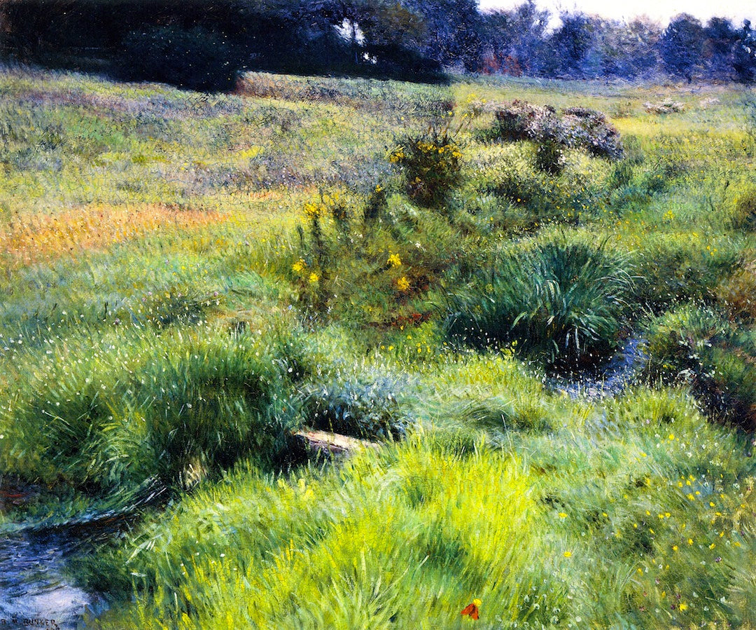 The Brook at Medfield, vintage artwork by Dennis Miller Bunker, 12x8" (A4) Poster
