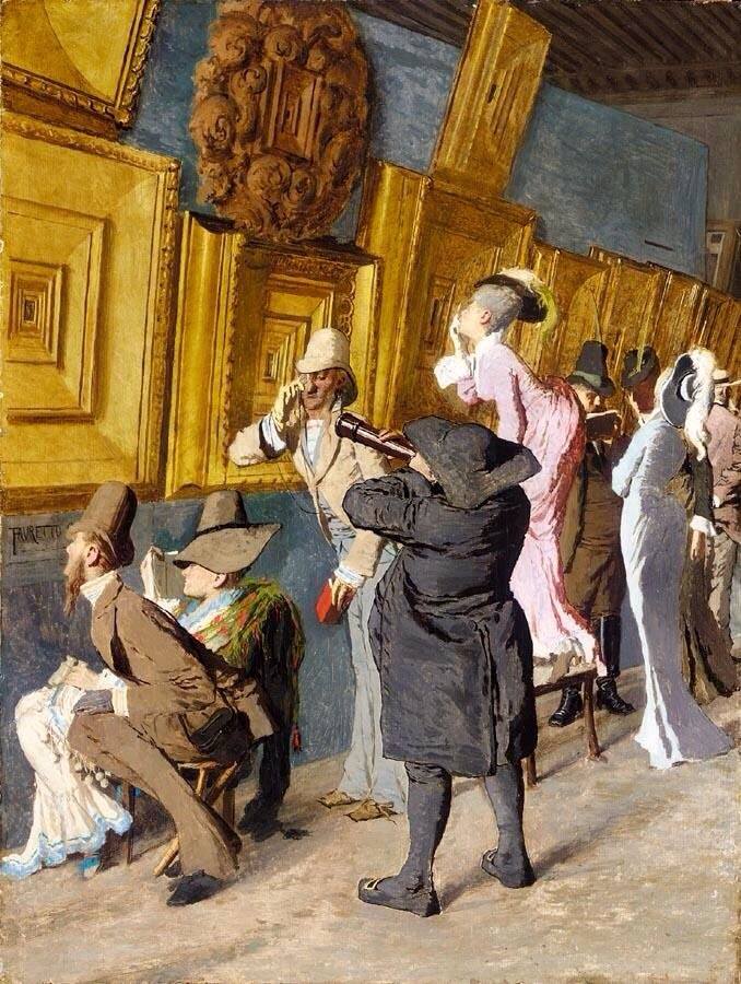 Le Nostre Esposizioni, vintage artwork by Giacomo Favretto, 12x8" (A4) Poster