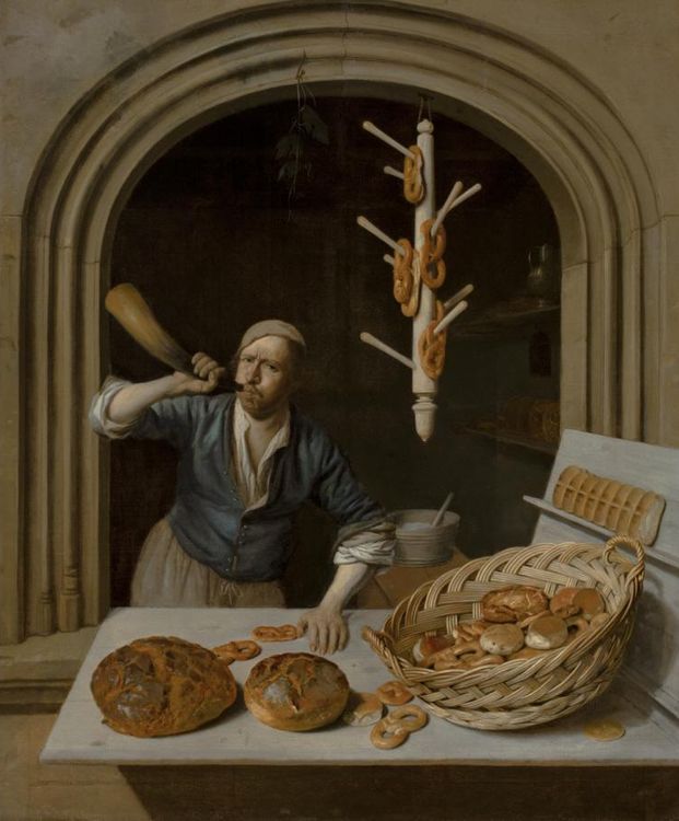 The Baker, vintage artwork by Job Adriaensz. Berckheyde, 12x8" (A4) Poster
