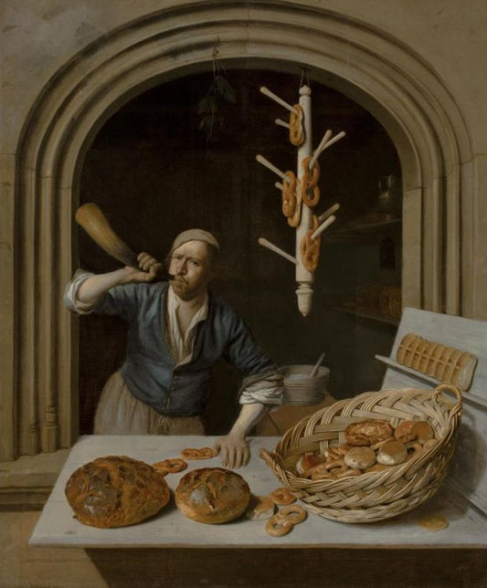 The Baker, vintage artwork by Job Adriaensz. Berckheyde, 12x8" (A4) Poster