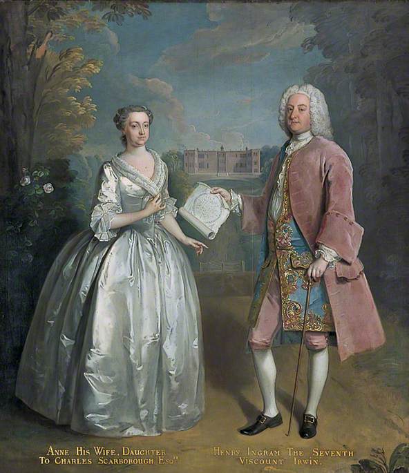 Henry Ingram, 7th Viscount Irwin, and His Wife Anne, vintage artwork by Philipe Mercier, 12x8" (A4) Poster
