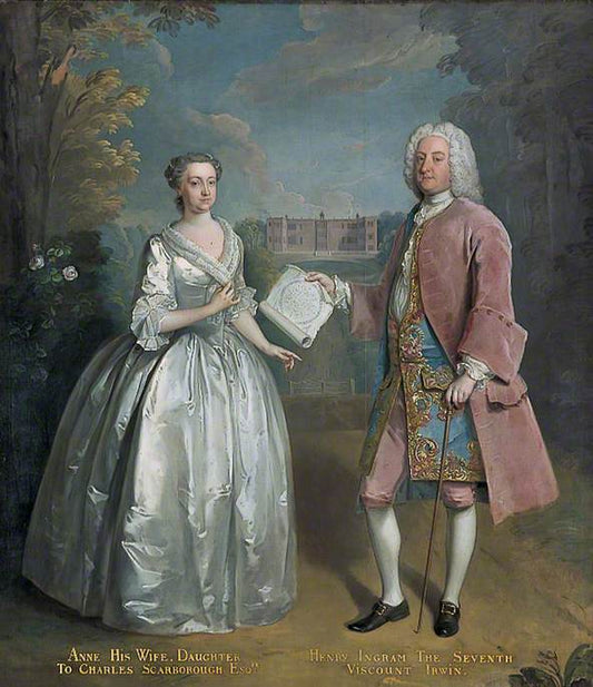 Henry Ingram, 7th Viscount Irwin, and His Wife Anne, vintage artwork by Philipe Mercier, 12x8" (A4) Poster