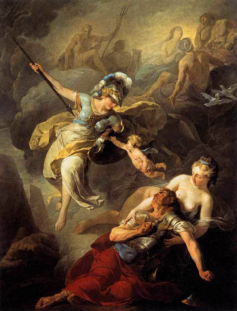 The Combat of Mars and Minerva, vintage artwork by Joseph-Benoit Suvee, 12x8" (A4) Poster