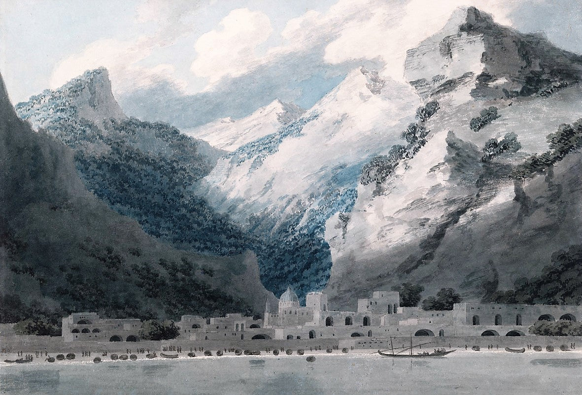 Cetara on the Gulf of Salerno, vintage artwork by John Robert Cozens, 12x8" (A4) Poster