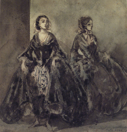 Deux femmes, vintage artwork by Constantin Guys, A3 (16x12") Poster Print