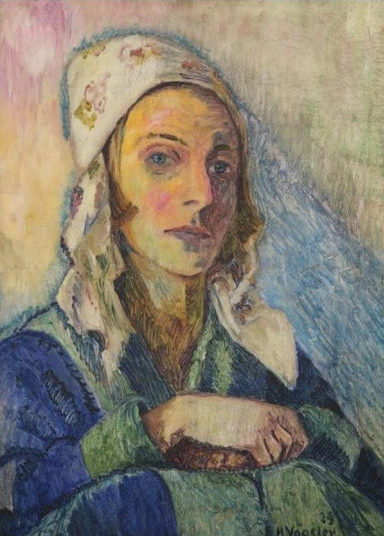 Portrait of Sonja Marchlewska, vintage artwork by Johann Heinrich Vogeler, 12x8" (A4) Poster