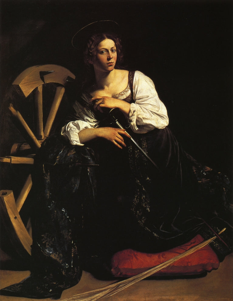 St. Catherine of Alexandria, vintage artwork by Caravaggio, 12x8" (A4) Poster