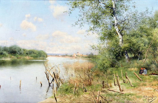 a View of a Town, possibly Seville by Emilio Sanchez-Perrier,A3(16x12")Poster