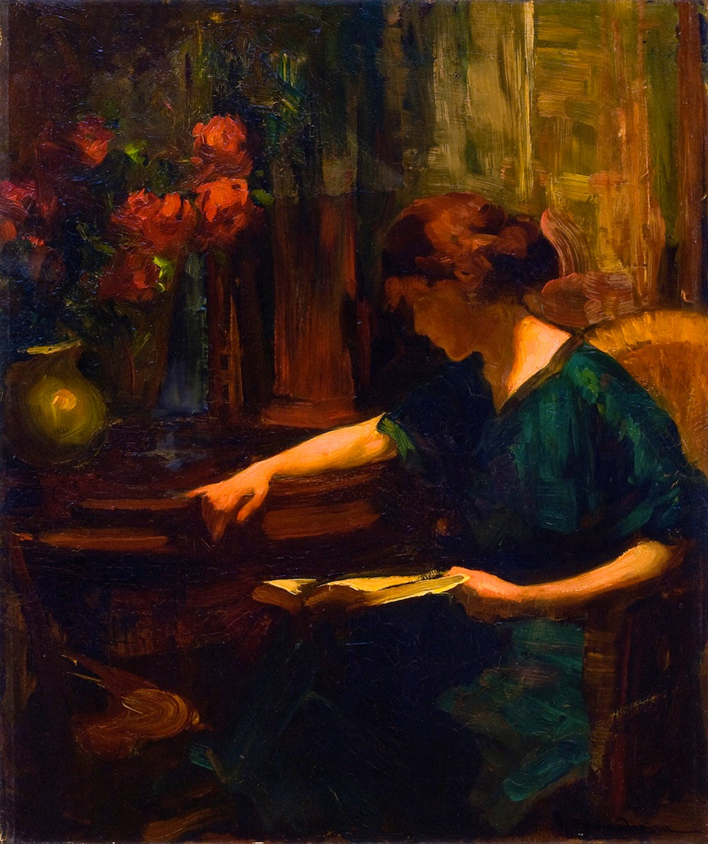 Lady in Green Reading by Jean Mannheim,A3(16x12")Poster