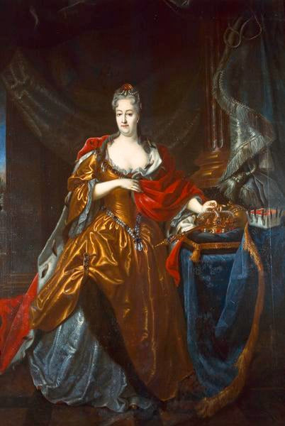 Portrait of Christiane Eberhardine of Brandenburg-Bayreuth, vintage artwork by Louis de Silvestre, 12x8" (A4) Poster