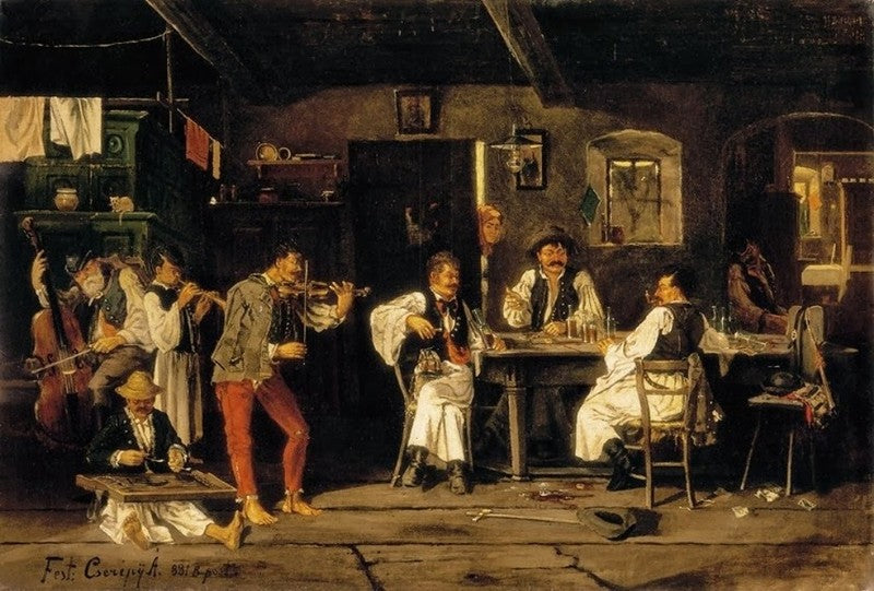 Hungarian amusing themselves by Arpad Cserepy,A3(16x12")Poster