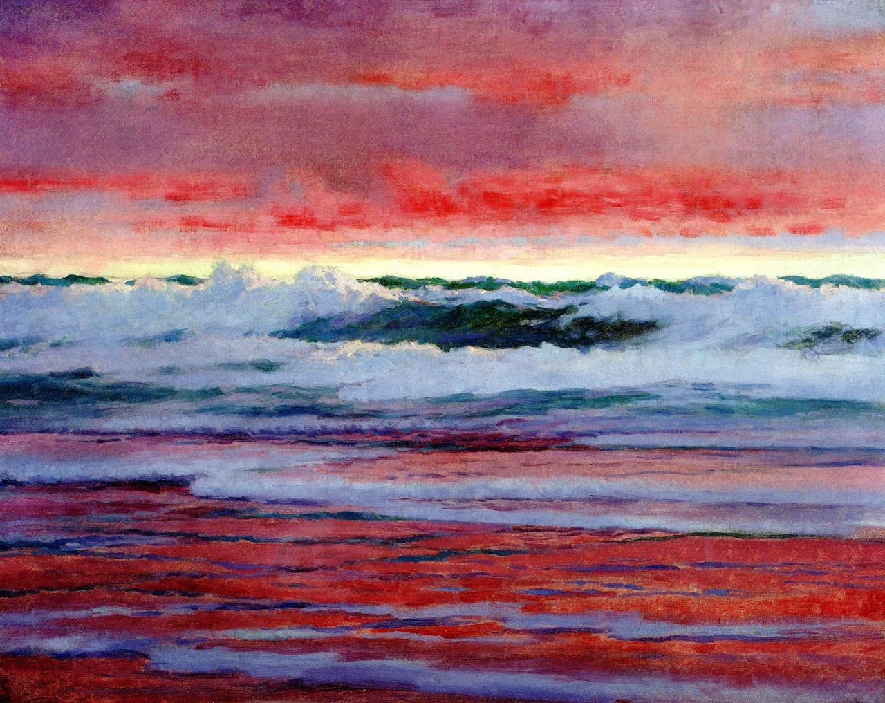 Stormy Red Sunset, vintage artwork by William Blair Bruce, 12x8" (A4) Poster