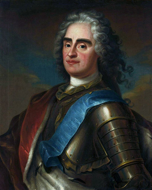 Portrait of Augustus II of Poland with the ribbon of the Order of the White Eagle, vintage artwork by Louis de Silvestre, 12x8" (A4) Poster