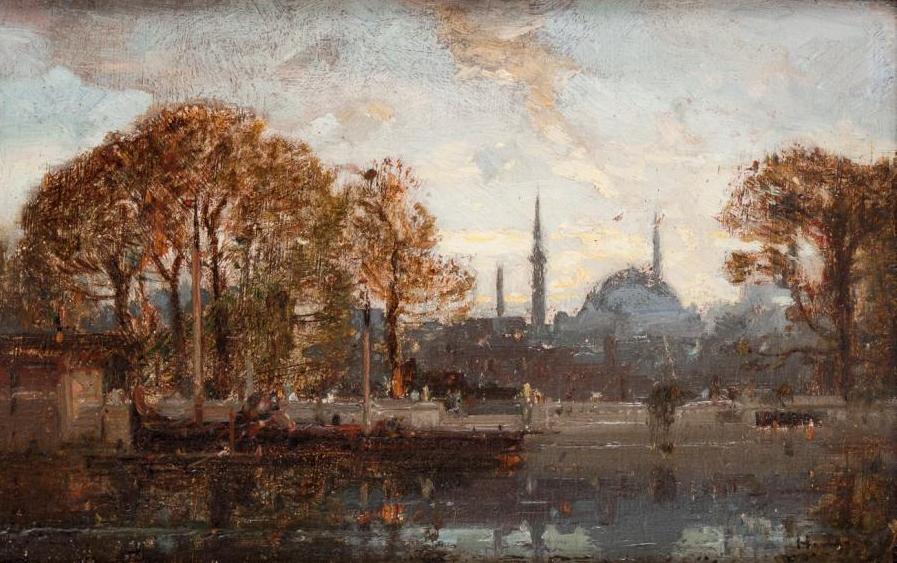 Vue du Bosphore, Constantinople, vintage artwork by Henri Duvieux, 12x8" (A4) Poster