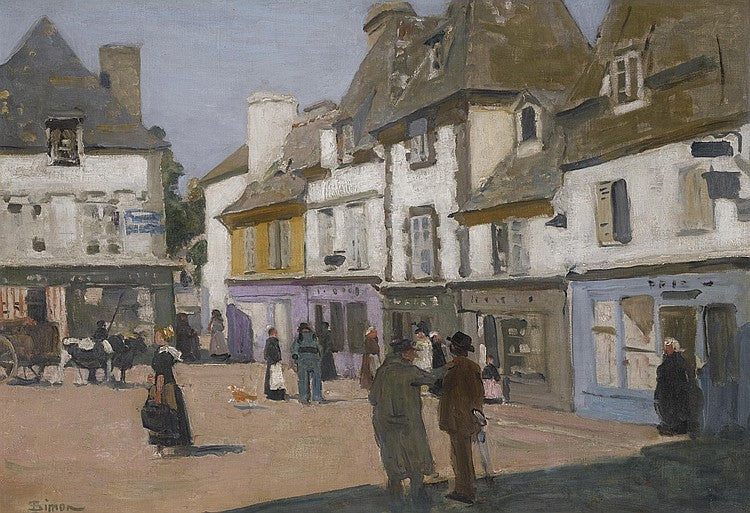 Place au Beurre, Quimper, vintage artwork by Lucien Simon, 12x8" (A4) Poster