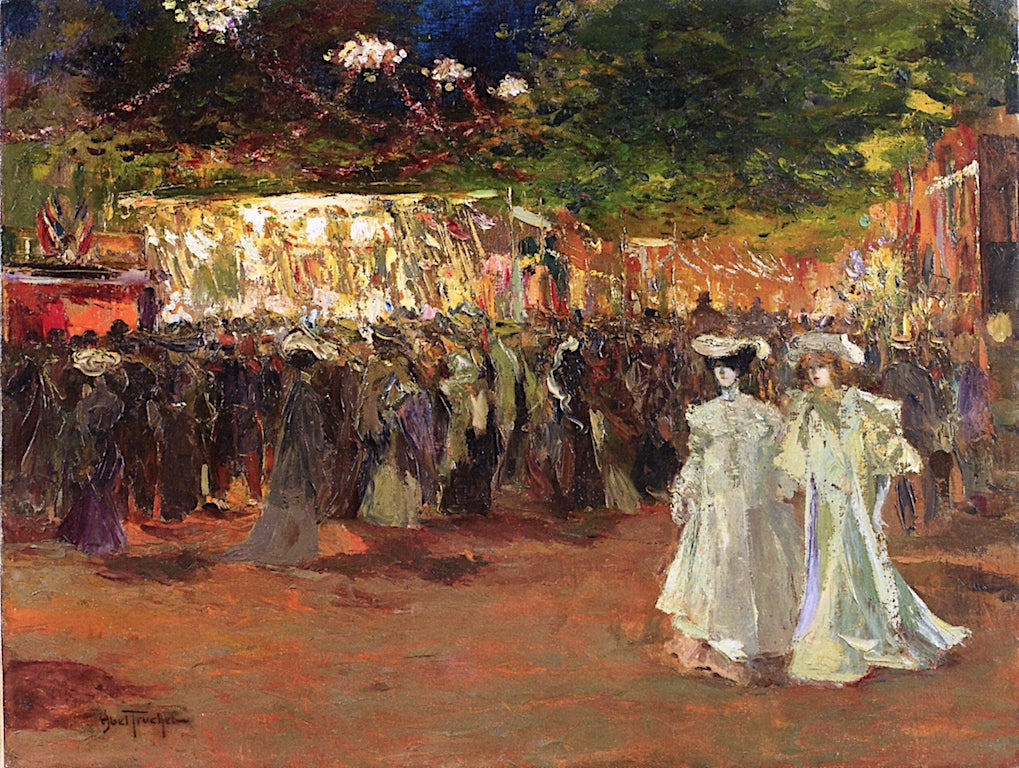 Stylish Women at the Fairgrounds, vintage artwork by Louis Abel-Truchet, 12x8" (A4) Poster