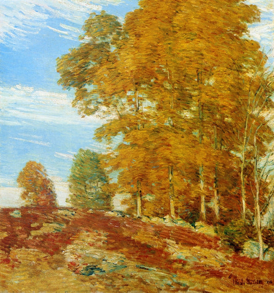 Autumn Hilltop, New England, vintage artwork by Childe Hassam, 12x8" (A4) Poster