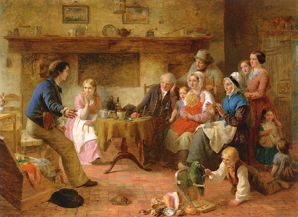 Relating the Perils of a First Long Cruise: 'She loved him for the dangers he had pass'd', vintage artwork by Thomas Brooks, A3 (16x12") Poster Print