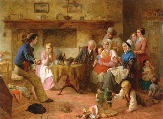 Relating the Perils of a First Long Cruise: 'She loved him for the dangers he had pass'd', vintage artwork by Thomas Brooks, A3 (16x12") Poster Print