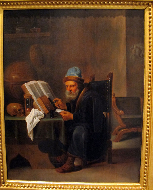 Portrait of an Old Philosopher, vintage artwork by David Ryckaert III, 12x8" (A4) Poster