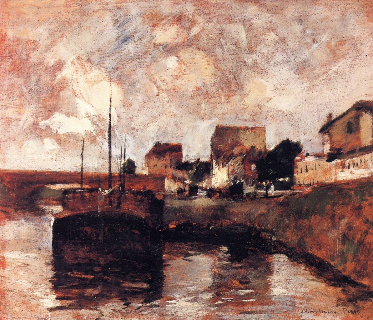 Barge on the Seine by John Twachtman,A3(16x12")Poster