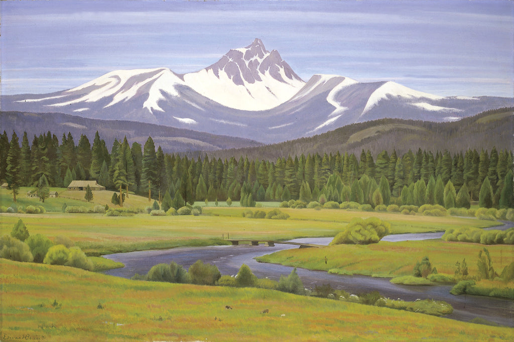 In the Cascade Mountains, vintage artwork by Edward Bruce, 12x8" (A4) Poster