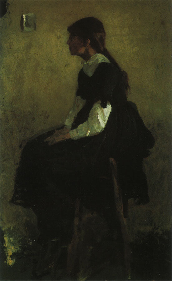 Seated Girl in a Long Black Dress, vintage artwork by Cecilia Beaux, 12x8" (A4) Poster
