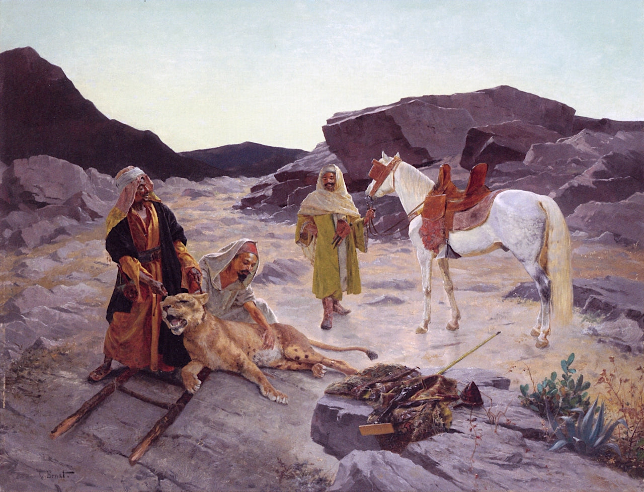 The Captured Lion by Rudolf Ernst,A3(16x12")Poster