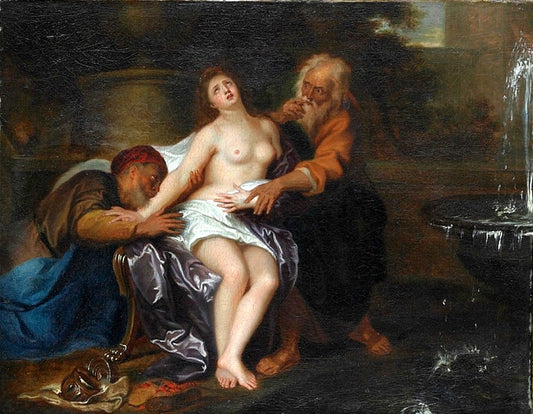 Susanna Accused of Adultery (second version), vintage artwork by Antoine Coypel II, 12x8" (A4) Poster