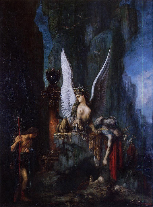 Oedipus Wanderer, vintage artwork by Gustave Moreau, 12x8" (A4) Poster