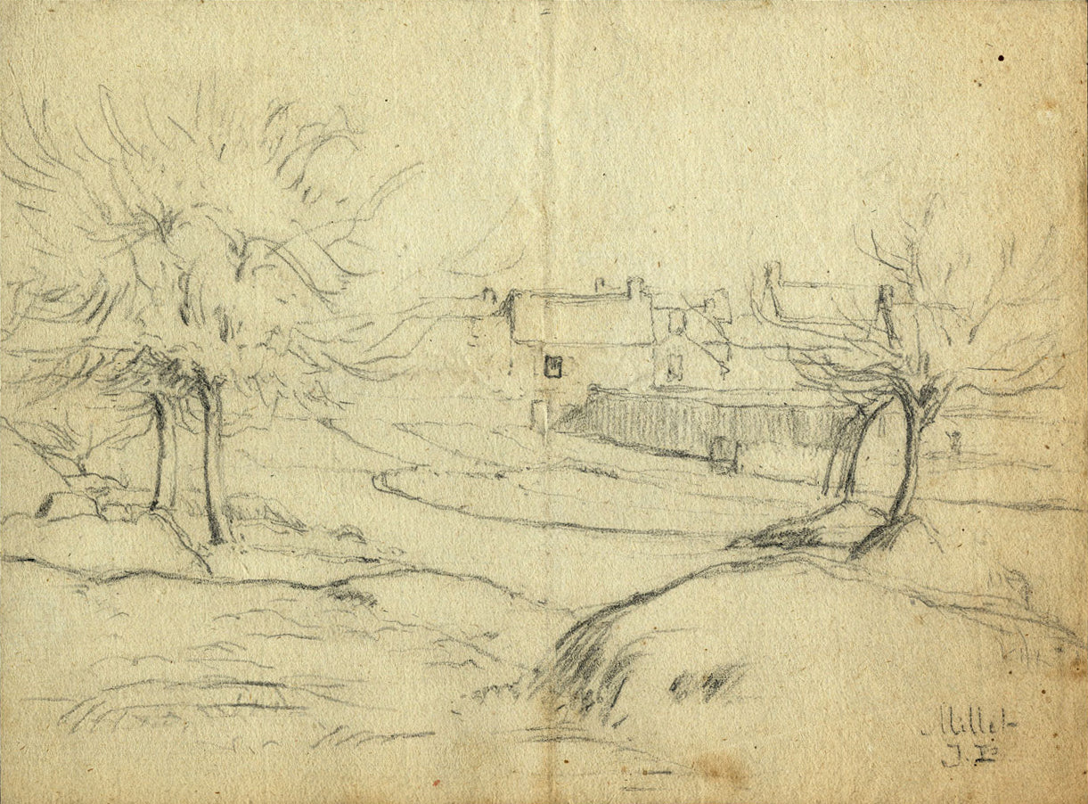 Etude de paysage normand ou breton, vintage artwork by Jean-Baptiste Millet, 12x8" (A4) Poster