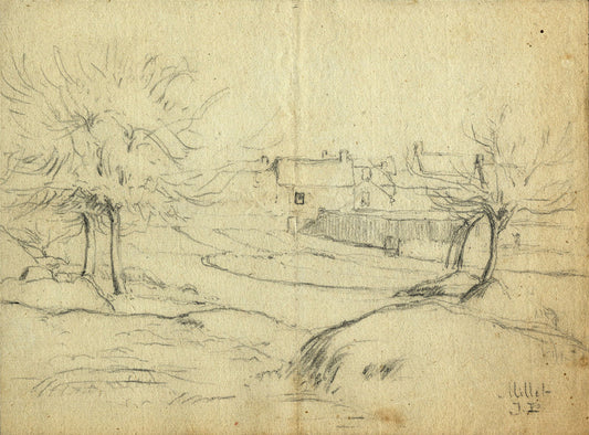 Etude de paysage normand ou breton, vintage artwork by Jean-Baptiste Millet, 12x8" (A4) Poster