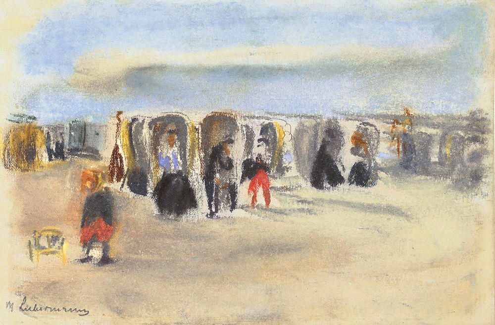 Beach scene in Noordwijk, Holland, vintage artwork by Max Liebermann, 12x8" (A4) Poster