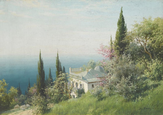 Crimean Landscape, vintage artwork by Viktor Baturin, 12x8" (A4) Poster