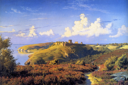 Summer's Day Opposite Hammeren, Bornholm, vintage artwork by Peder Mork Mønsted, 12x8" (A4) Poster
