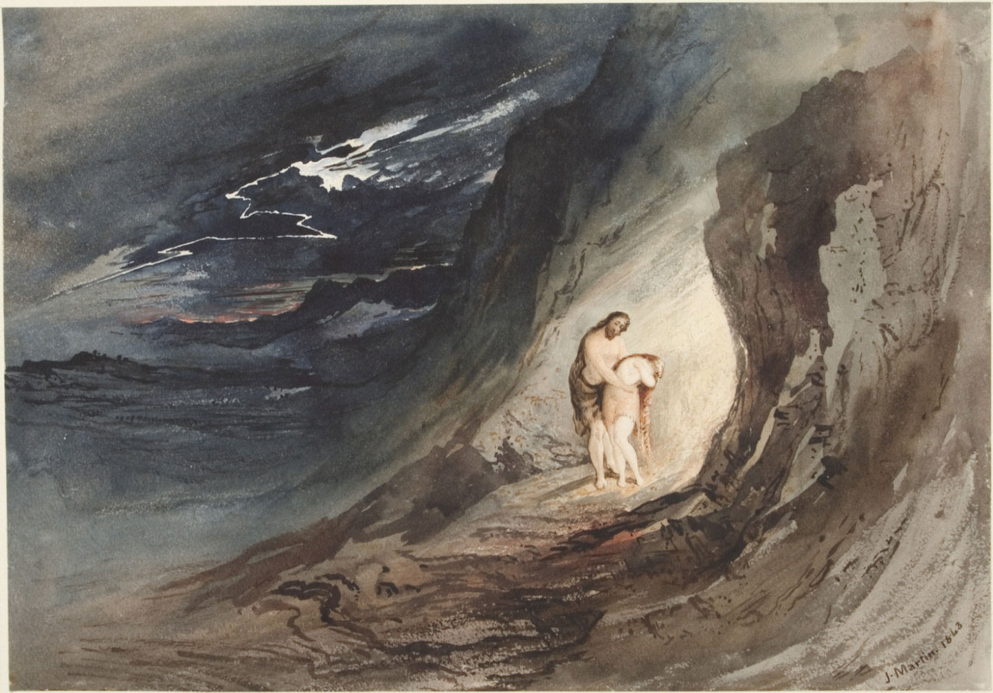 The Expulsion of Adam and Eve from Paradise, vintage artwork by John Martin, 12x8" (A4) Poster