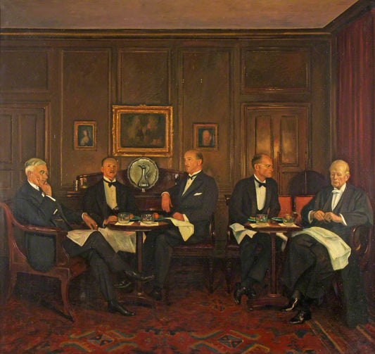 Dessert in the Senior Common Room, Worcester College, vintage artwork by Sir William Rothenstein, 12x8" (A4) Poster