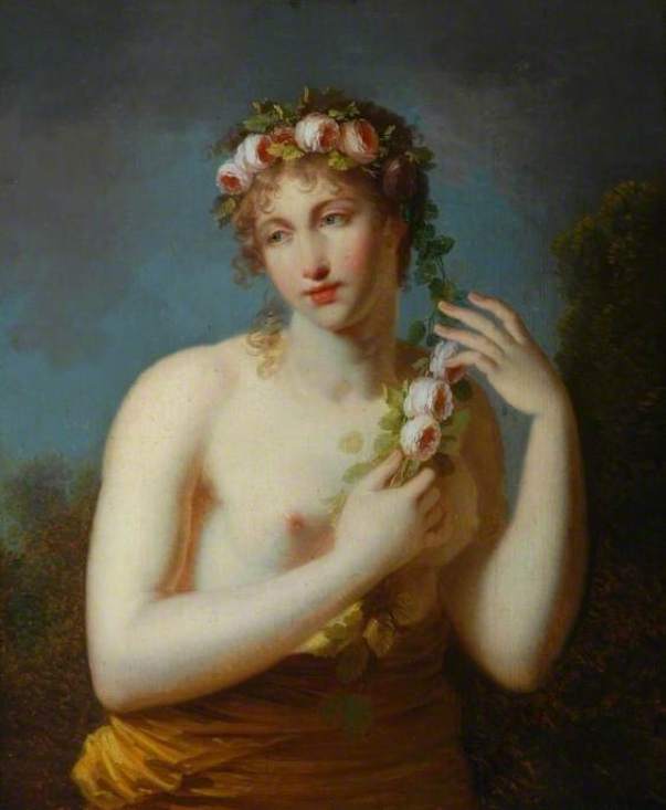 Half Length Figure of a Bacchante, vintage artwork by Jacques-Antoine Vallin, 12x8" (A4) Poster