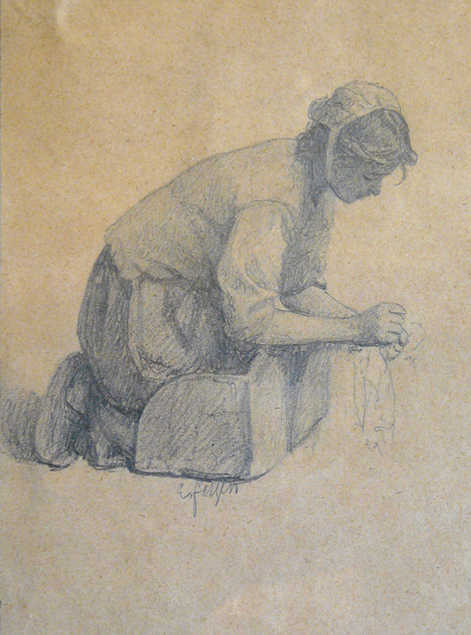 Study for the painting 'le lavoir de la houle', vintage artwork by Jacques-Eugene Feyen, A3 (16x12") Poster Print