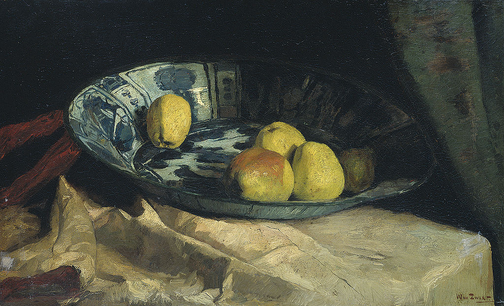 ll life with apples on tray in Delft Blue by Willem de Zwart,A3(16x12")Poster