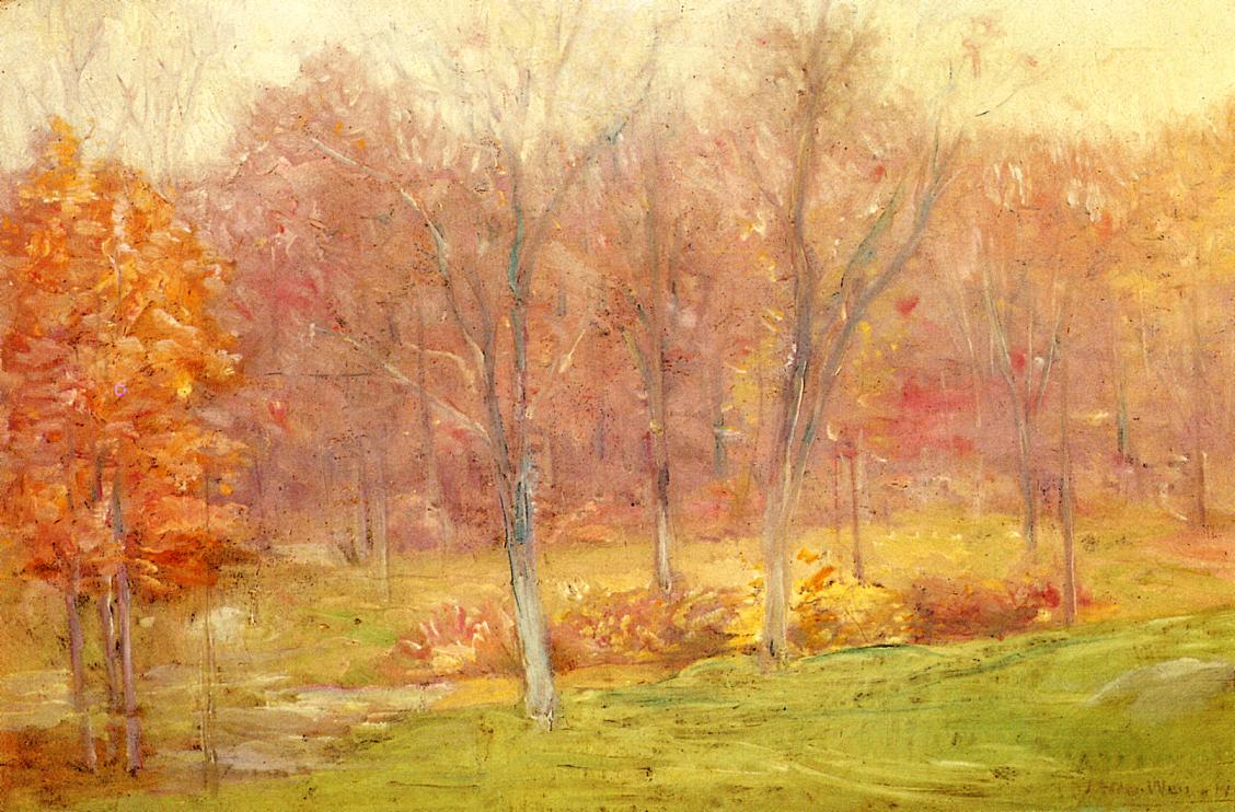 Autumn Rain, vintage artwork by Julian Alden Weir, 12x8" (A4) Poster