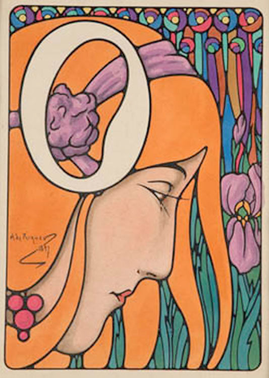 Modern Mother (O), vintage artwork by Alexandre de Riquer, 12x8" (A4) Poster