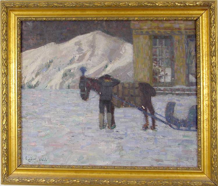 The Blue Sleigh, vintage artwork by Eugene Lawrence Vail, 12x8" (A4) Poster
